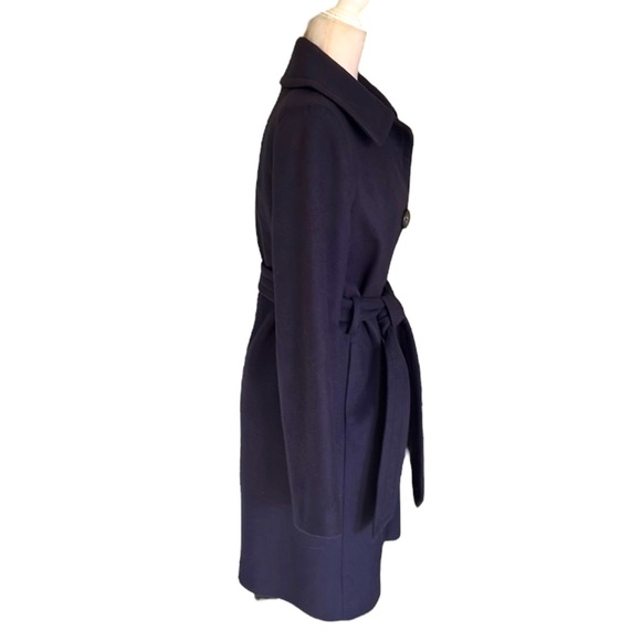 J. Crew Vintage Navy Blue Wool Cashmere Belted Longline Pea Coat Jacket - S - Picture 4 of 11
